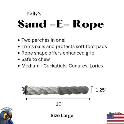 Show full view: Polly's Pet Products Sand-E-Rope Nail Trimming Bird Perch, Silver, Large slide 3 of 5
