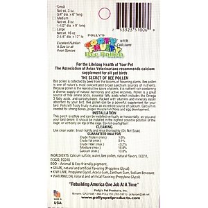 Polly's Pet Products Watermelon Flavor Tooty Fruity Bee Pollen Bird Perch, Pink, Medium