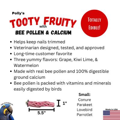 Show full view: Polly's Pet Products Watermelon Flavor Tooty Fruity Bee Pollen Bird Perch, Pink, Small slide 8 of 9