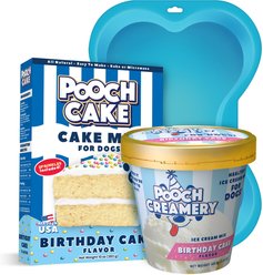 Pooch Cake Basic Starter Plus Birthday Cake Mix with Cake Mold Kit & Pooch Creamery Birthday Cake Ice Cream Dog Birthday Cake, 10-oz box