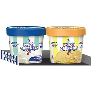 Pooch Creamery Ice Cream Mix Twin Pack Peanut Butter & Vanilla Flavor Lickable Dog Treats, 2.3-oz tub, pack of 2