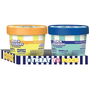 Pooch Creamery Ice Cream Mix Twin Pack Peanut Butter & Vanilla Flavor Lickable Dog Treats, 2.3-oz tub, pack of 2