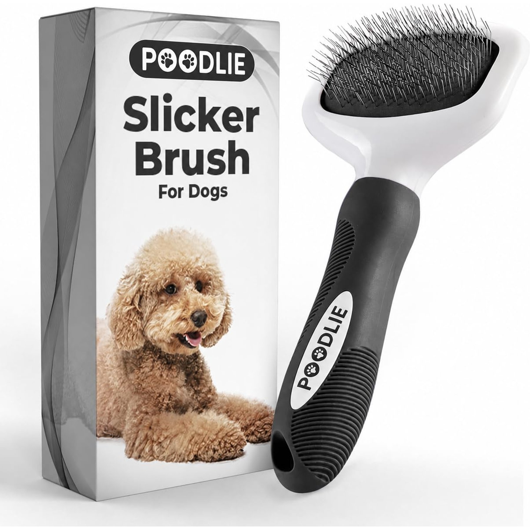POODLIE Pet Slicker Brush for Dogs & Cats, Black