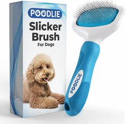POODLIE Pet Slicker Brush for Dogs & Cats, Blue