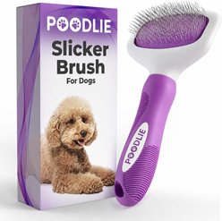 POODLIE Pet Slicker Brush for Dogs & Cats, Purple