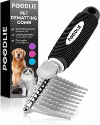 POODLIE Poodle Dematting Fur Rake Dog & Cat Comb Brush, Black