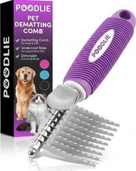 POODLIE Poodle Dematting Fur Rake Dog & Cat Comb Brush, Purple