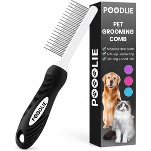POODLIE Poodle Pet Detangling Dog & Cat Comb, Black