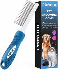 POODLIE Poodle Pet Detangling Dog & Cat Comb, Blue