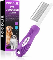 POODLIE Poodle Pet Detangling Dog & Cat Comb, Purple