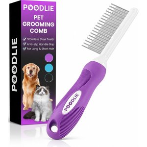 POODLIE Poodle Pet Detangling Dog & Cat Comb, Purple