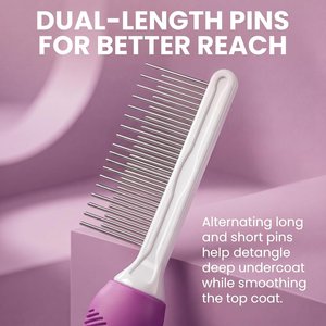 POODLIE Poodle Pet Detangling Dog & Cat Comb, Purple