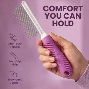 POODLIE Poodle Pet Detangling Dog & Cat Comb, Purple