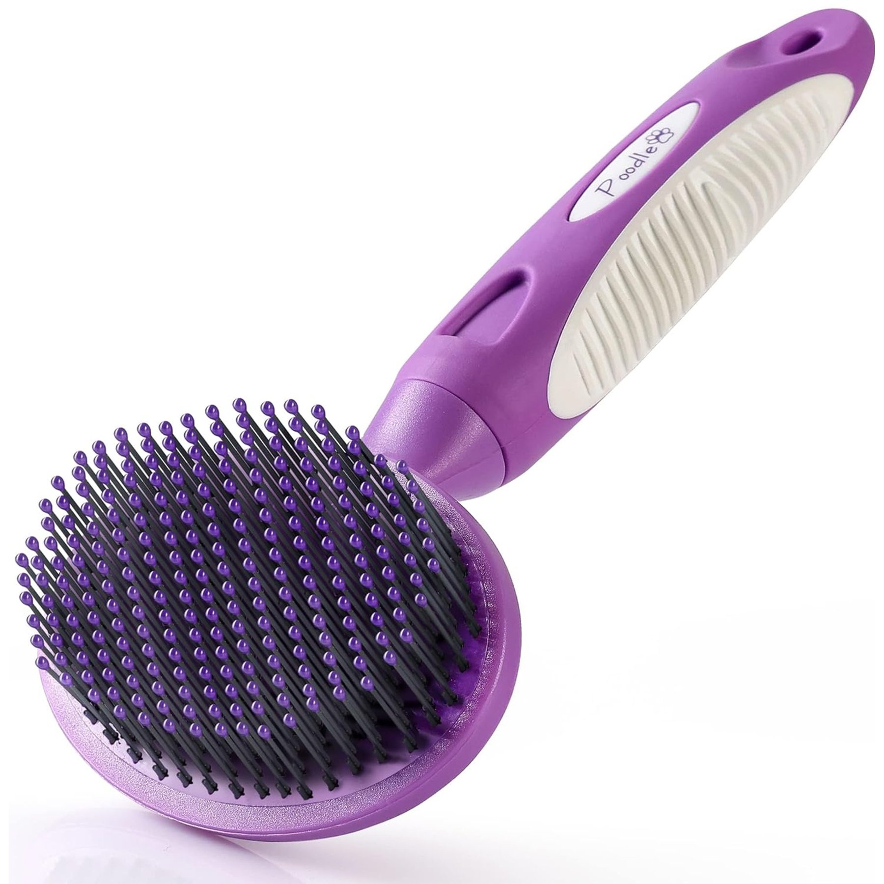 POODLIE Round Bristle Brush for Dogs & Cats, Purple