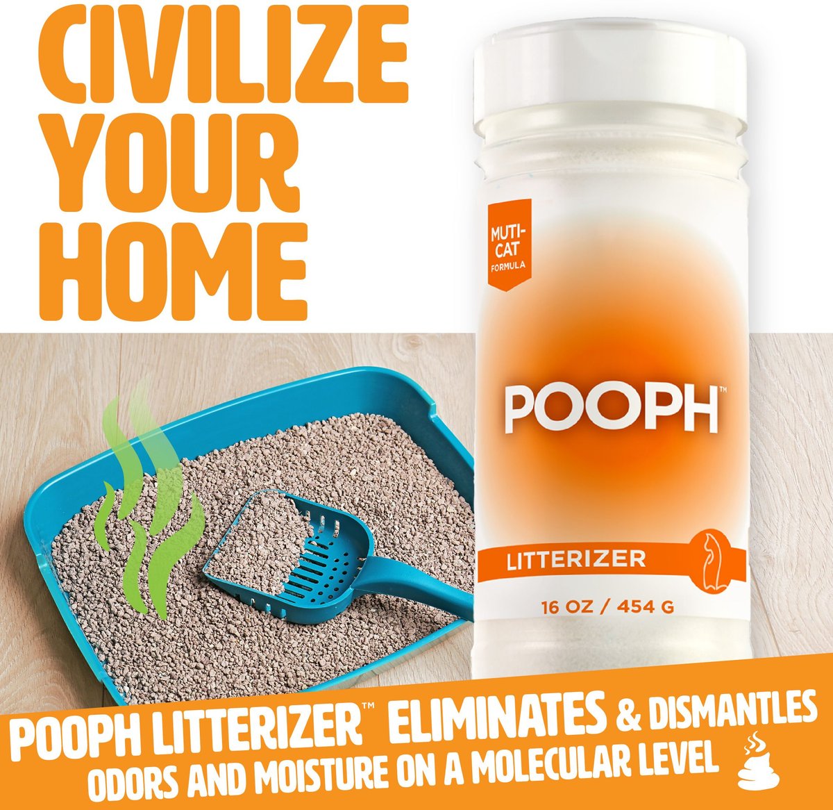POOPH Kitty Litterizer Litter Box Saver Cat Deodorizer, 16fl oz bottle