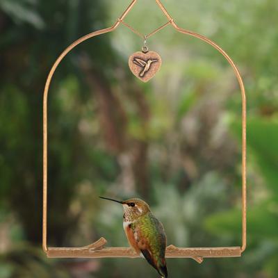 Show full view: Pop's Birding Copper Hummingbird Swing, Bark Brown Perch slide 2 of 10