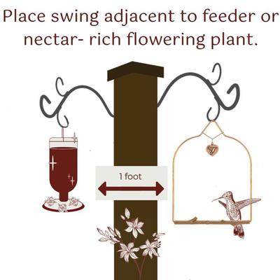 Show full view: Pop's Birding Copper Hummingbird Swing, Rustic Black Perch slide 7 of 10