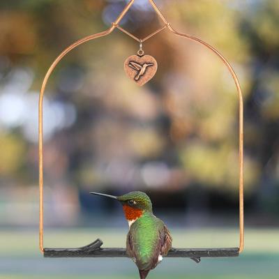 Show full view: Pop's Birding Copper Hummingbird Swing, Rustic Black Perch slide 2 of 10