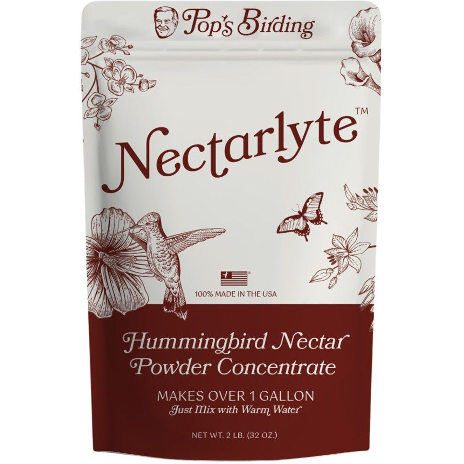 Pop's Birding Nectarlyte Nectar Powder Concentrate Hummingbird Food, 2-lb bag