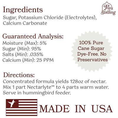 Show full view: Pop's Birding Nectarlyte Nectar Powder Concentrate Hummingbird Food, 2-lb bag slide 5 of 8