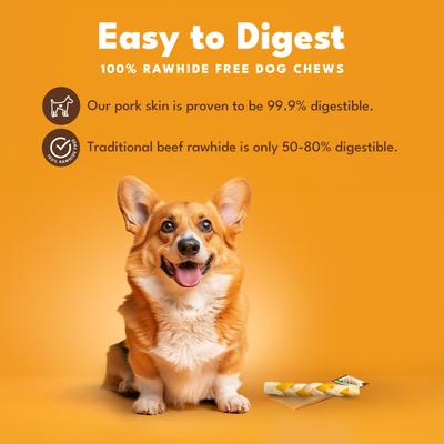 Show full view: Pork Chomps 10-inch Braid Roasted Pork Skin & Peanut Butter Flavor Hard Dog Chew Treats slide 4 of 9