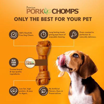 Show full view: Pork Chomps 11-in Roasted Pork Skin Knot Chew Dog Treat, 1 count slide 5 of 9