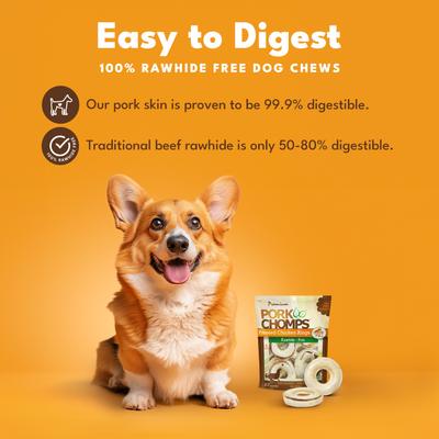Show full view: Pork Chomps 2.5-in Pressed Pork Skin Rings with Real Chicken Chew Dog Treats, 8 count slide 4 of 9
