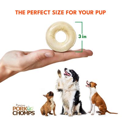 Show full view: Pork Chomps 2.5-in Pressed Pork Skin Rings with Real Chicken Chew Dog Treats, 8 count slide 6 of 9