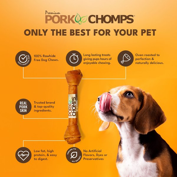 Pork Chomps 20-in Roasted Pork Skin Knot Chew Dog Treat, 1 count