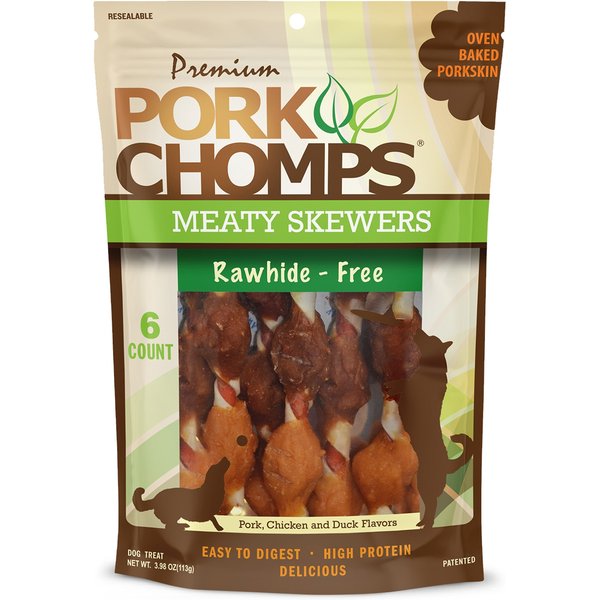Pork Chomps 5-in Meaty Skewers Chew Dog Treats, 6 count