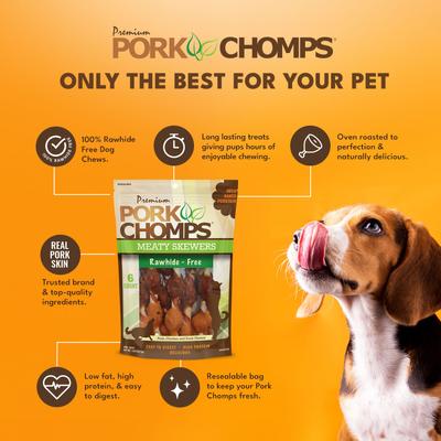 Show full view: Pork Chomps 5-in Meaty Skewers Chew Dog Treats, 6 count slide 5 of 9