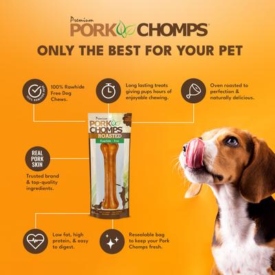 Show full view: Pork Chomps 7-in Roasted Pressed Pork Skin Bones Chew Dog Treats, 1 count slide 5 of 9