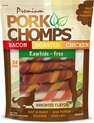 Pork Chomps Assorted Flavors Twists Dog Treats, 24 count