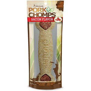 Pork Chomps Bacon Flavor Crunchy Bone Dog Treats, 8-in