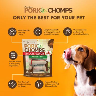 Show full view: Pork Chomps Bacon Flavor Knotz Dog Treats, 10 - 11 in, 4 count slide 5 of 11