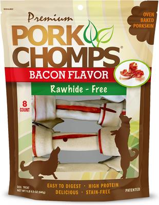 Show full view: Pork Chomps Bacon Flavor Knotz Dog Treats, 6 - 7 in, 8 count slide 1 of 11