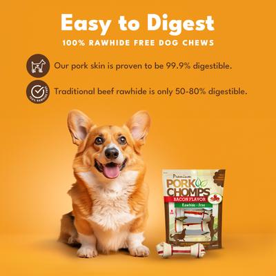 Show full view: Pork Chomps Bacon Flavor Knotz Dog Treats, 6 - 7 in, 8 count slide 4 of 11