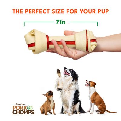 Show full view: Pork Chomps Bacon Flavor Knotz Dog Treats, 6 - 7 in, 8 count slide 6 of 11