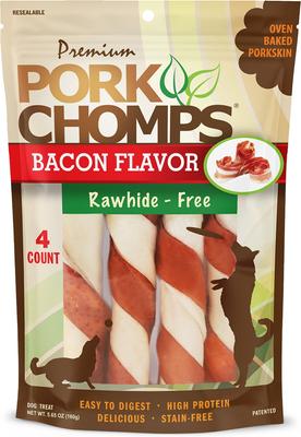 Show full view: Pork Chomps Bacon Flavor Twists Dog Treats, Large, 4 count slide 1 of 11