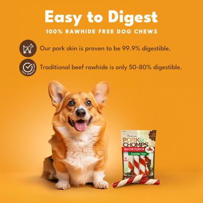 Show full view: Pork Chomps Bacon Flavor Twists Dog Treats, Large, 4 count slide 4 of 11