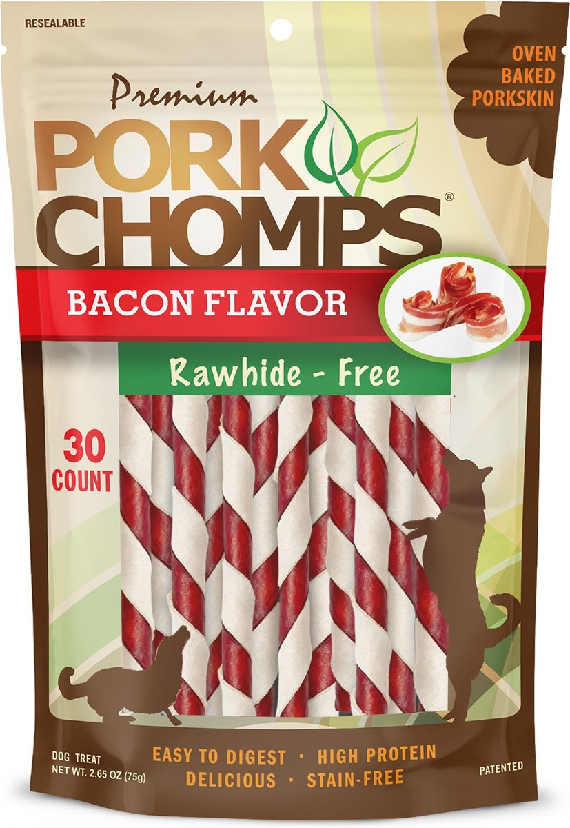 Pork Chomps Bacon Flavor Twists Dog Treats