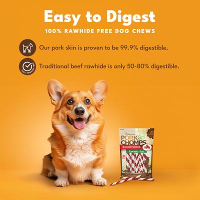 Show full view: Pork Chomps Bacon Flavor Twists Dog Treats, Mini, 30 count slide 4 of 11