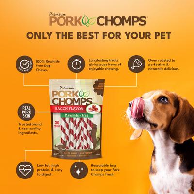 Show full view: Pork Chomps Bacon Flavor Twists Dog Treats, Mini, 30 count slide 5 of 11