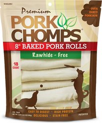 Pork Chomps Baked Pork Rolls Dog Treats, 8-in, 18 count
