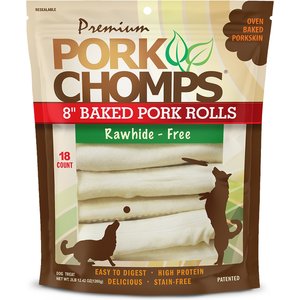 Pork Chomps Baked Pork Rolls Dog Treats, 8-in, 18 count
