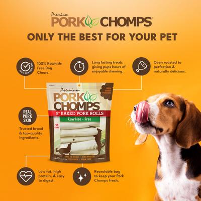 Show full view: Pork Chomps Baked Pork Rolls Dog Treats, 8-in, 18 count slide 5 of 11