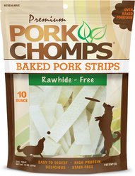 Pork Chomps Baked Pork Strips Dog Treats, 10-oz bag