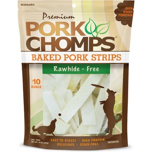 Pork Chomps Baked Pork Strips Dog Treats, 10-oz bag