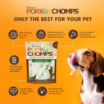 Show full view: Pork Chomps Baked Pork Strips Dog Treats, 10-oz bag slide 5 of 10
