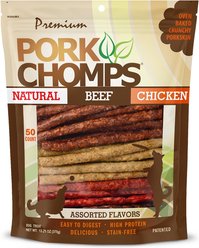 Pork Chomps Munchy Sticks Dog Treats, 50 count